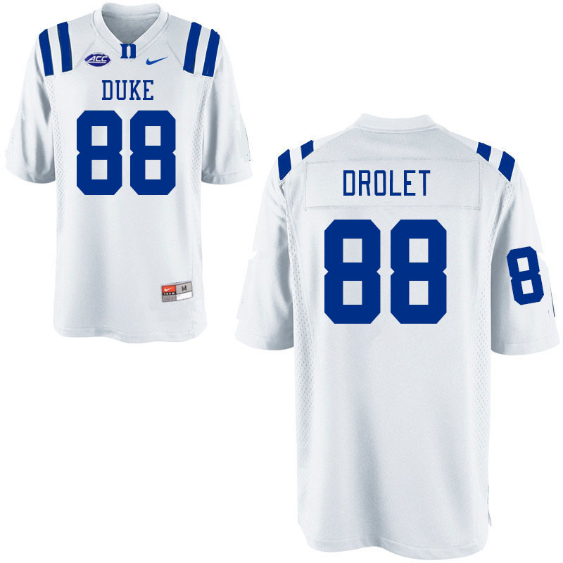 Men #88 Vincent Drolet Duke Blue Devils College Football Jerseys Stitched Sale-White
